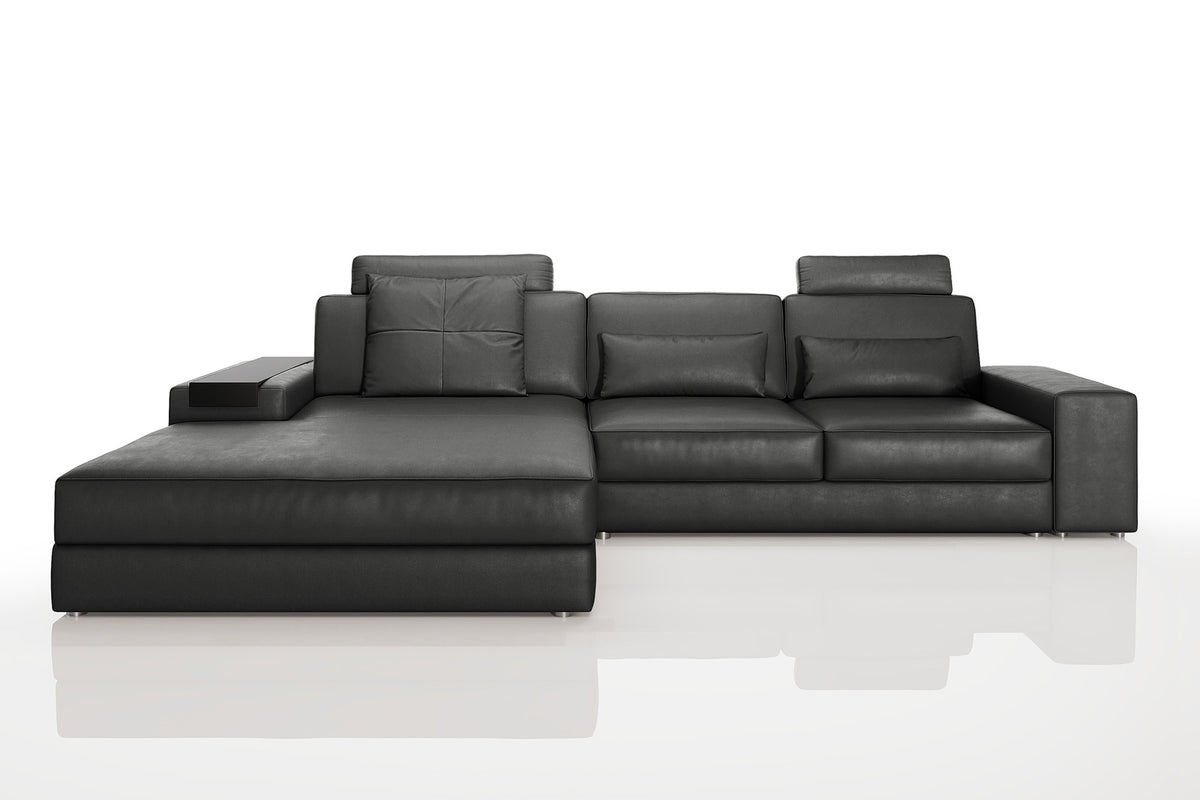 Los Angeles III Modern Leather Chaise Sofa