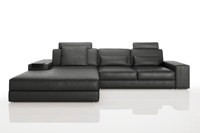 Los Angeles III Modern Leather Chaise Sofa