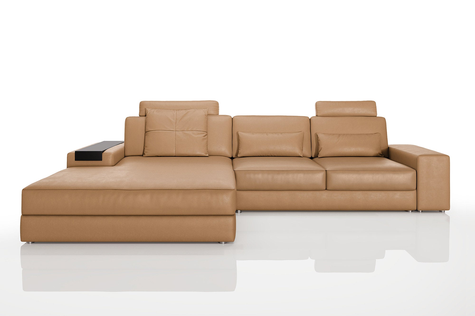 Los Angeles III Modern Leather Chaise Sofa