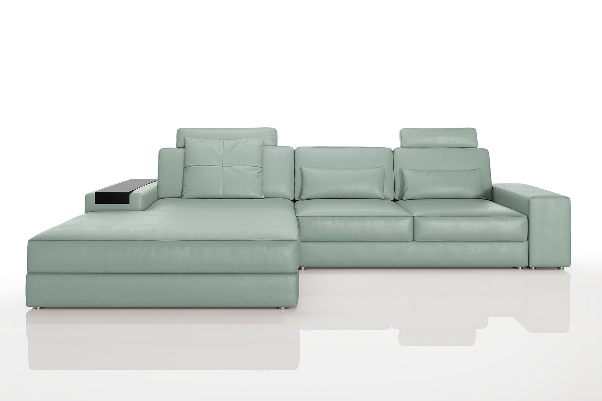 Los Angeles III Modern Leather Chaise Sofa