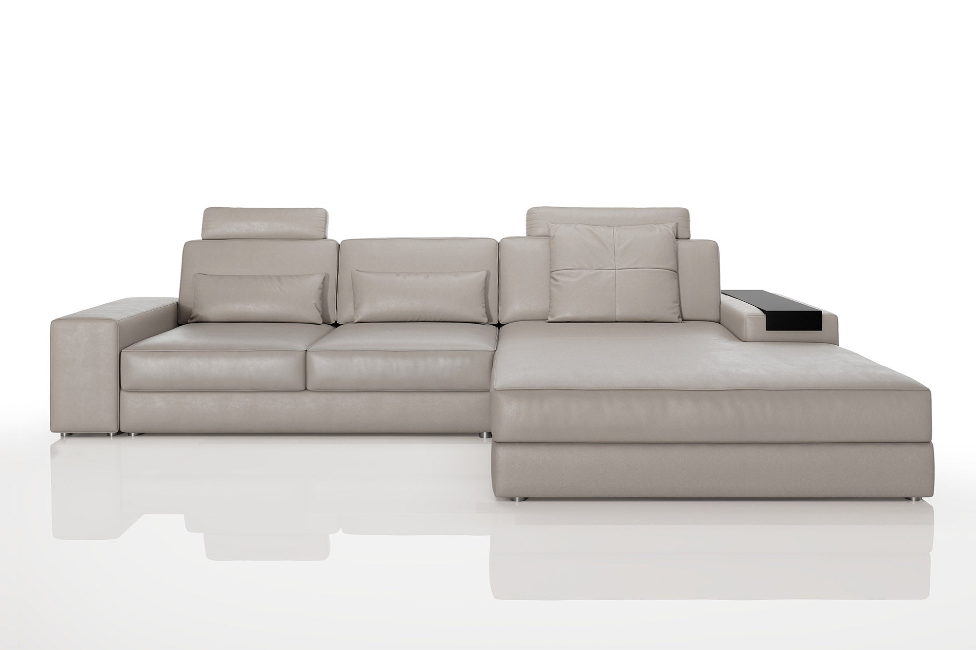 Los Angeles III Modern Leather Chaise Sofa