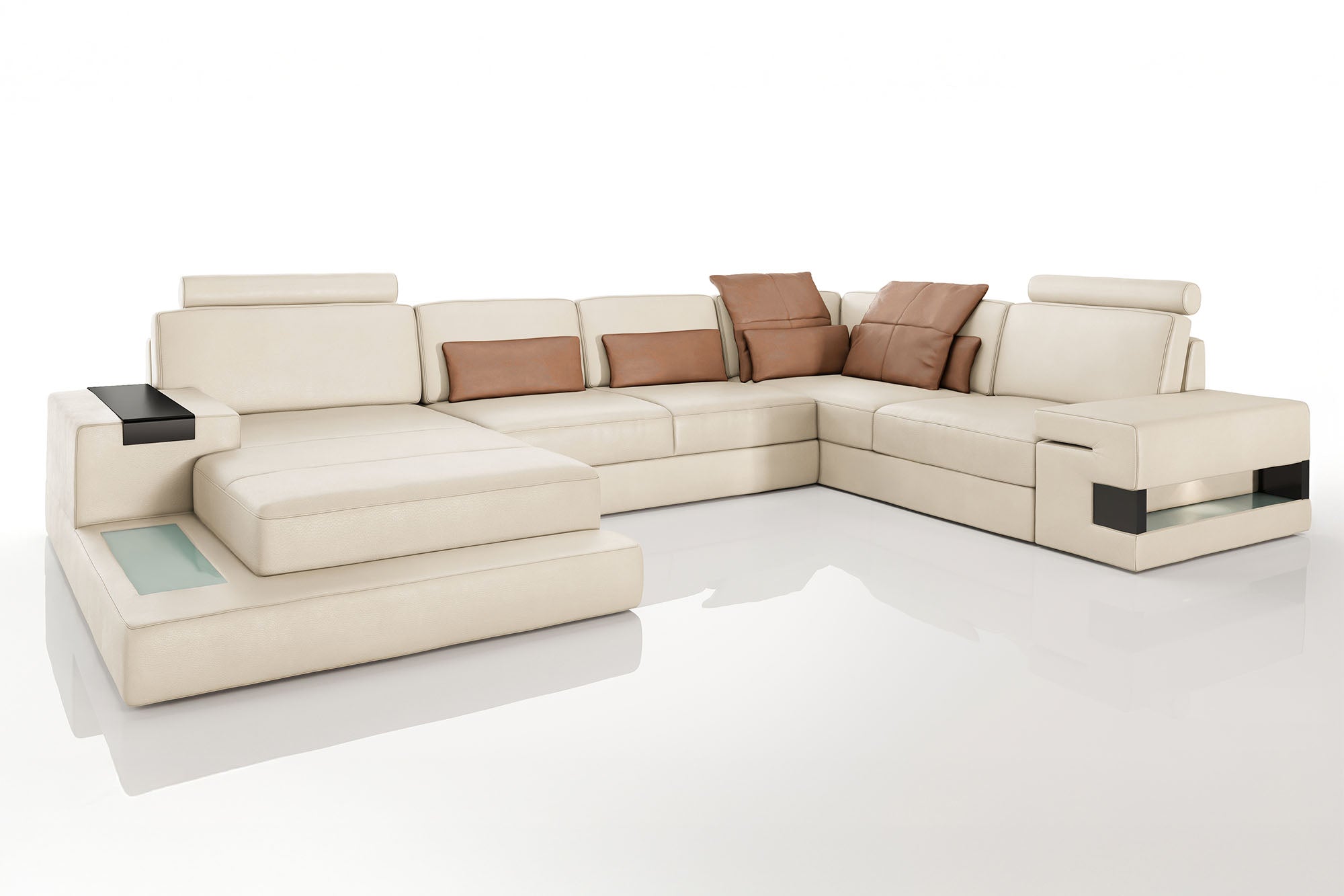 TEST Los Angeles Leather U-Chaise Sectional