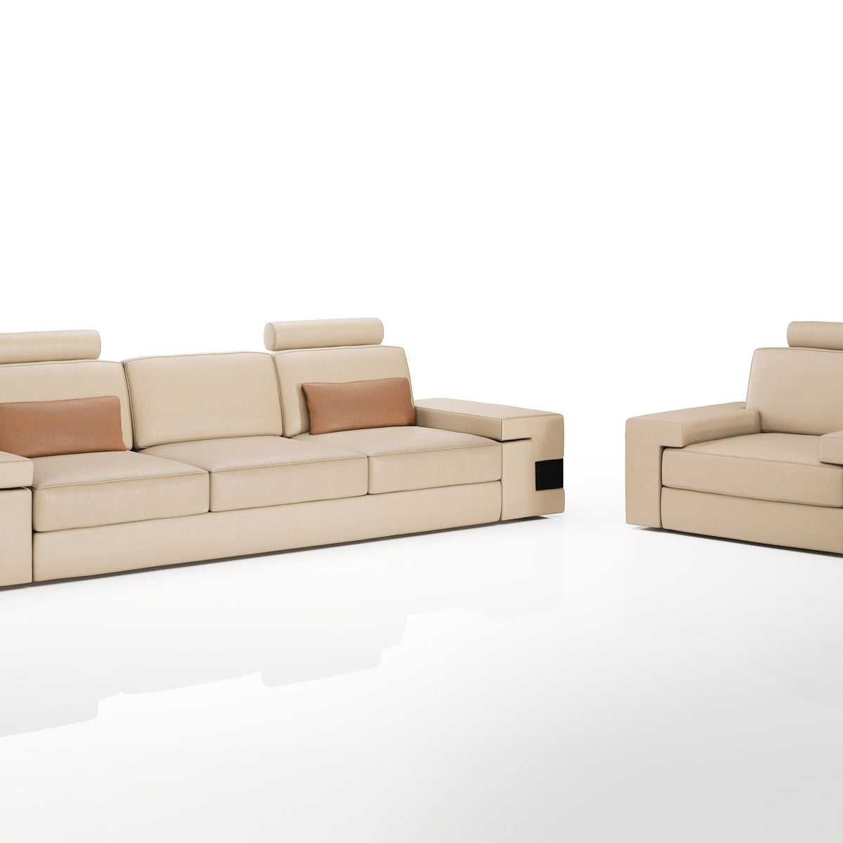 Los Angeles Leather Sofa Set