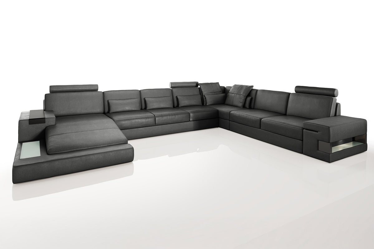 Los Angeles LG Leather U-Chaise Sectional Large