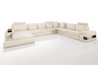 Los Angeles LG Leather U-Chaise Sectional Large