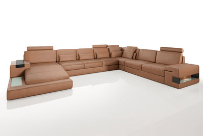Los Angeles LG Leather U-Chaise Sectional Large