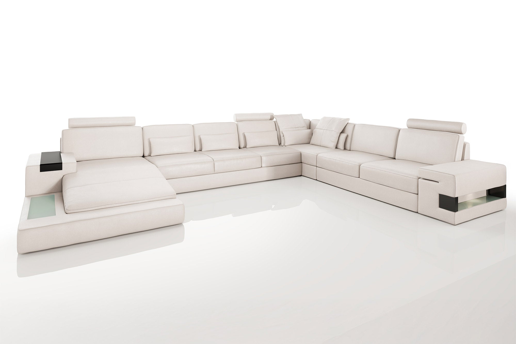 Los Angeles LG Leather U-Chaise Sectional Large