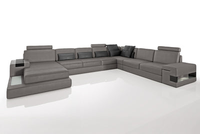 Los Angeles LG Leather U-Chaise Sectional Large
