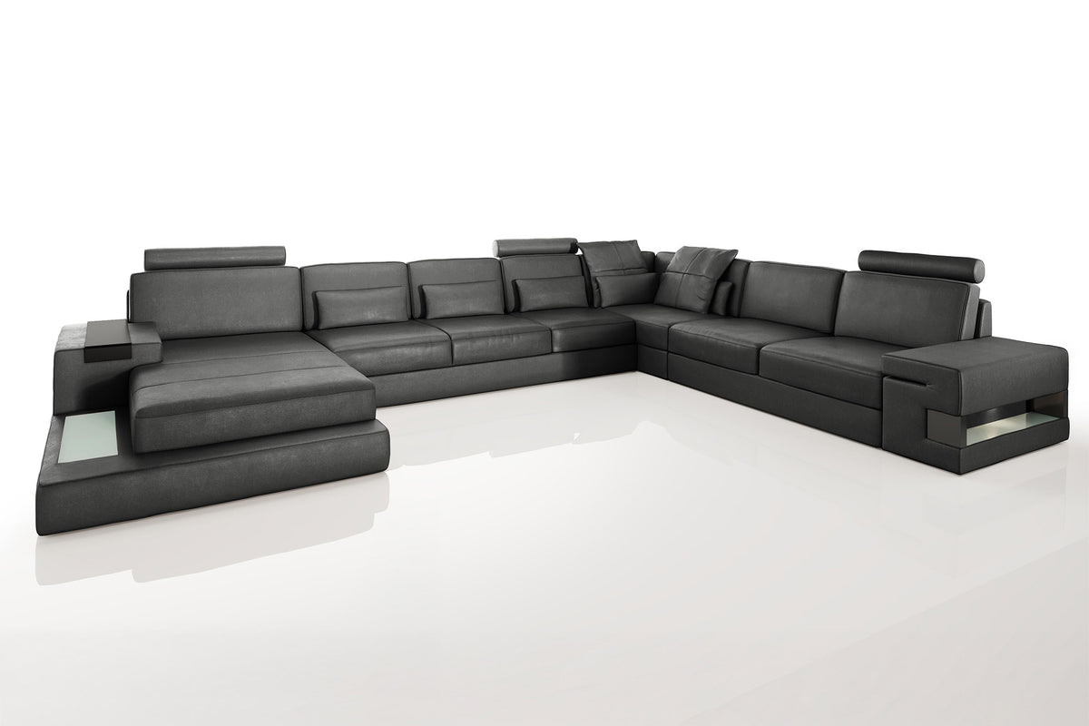 Los Angeles LG Leather U-Chaise Sectional Large