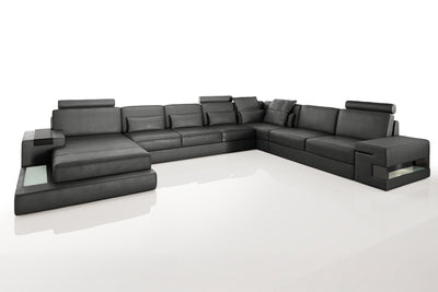 Los Angeles LG Leather U-Chaise Sectional Large