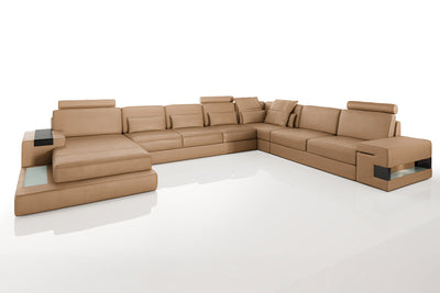 Los Angeles LG Leather U-Chaise Sectional Large