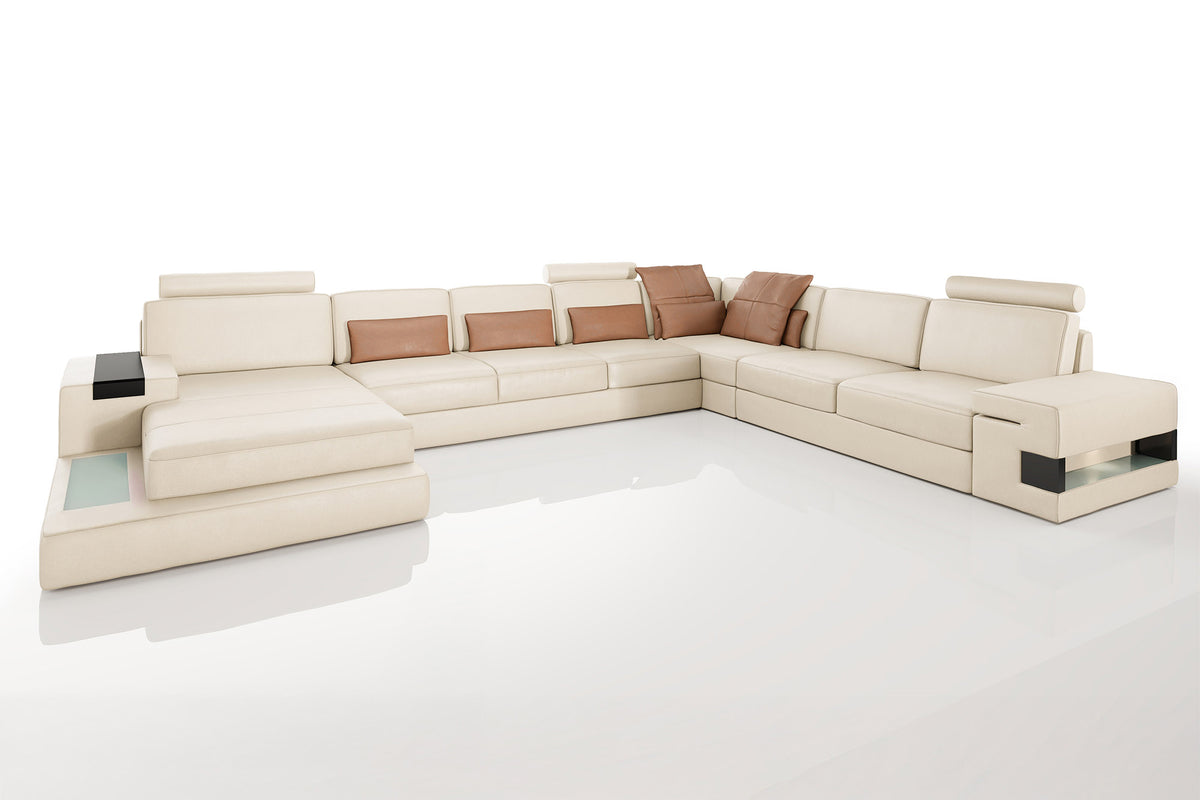 Los Angeles LG Leather U-Chaise Sectional Large
