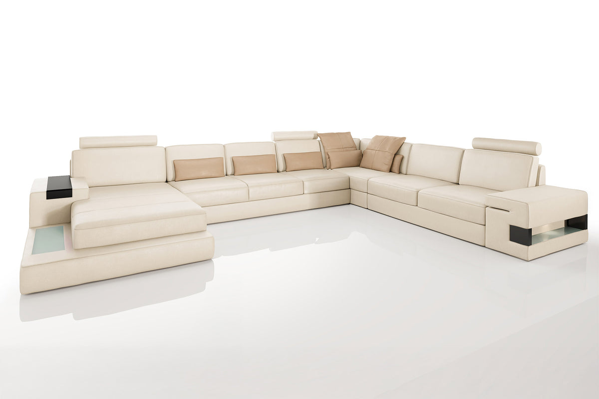 Los Angeles LG Leather U-Chaise Sectional Large