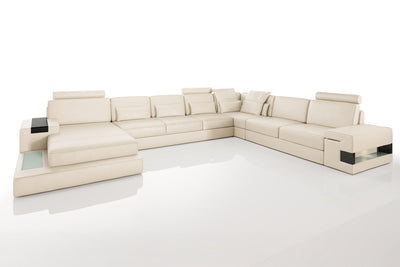 Los Angeles LG Leather U-Chaise Sectional Large