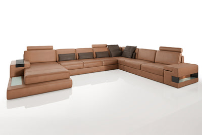 Los Angeles LG Leather U-Chaise Sectional Large