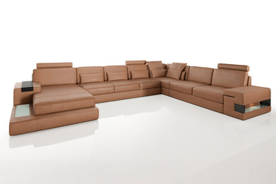Los Angeles LG Leather U-Chaise Sectional Large
