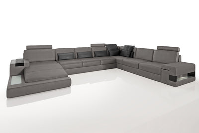 Los Angeles LG Leather U-Chaise Sectional Large