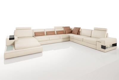 Los Angeles LG Leather U-Chaise Sectional Large