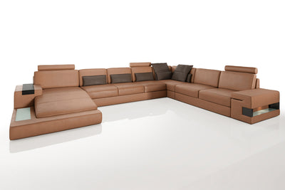 Los Angeles LG Leather U-Chaise Sectional Large