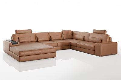 Los Angeles Modern Leather U-Chaise Sectional
