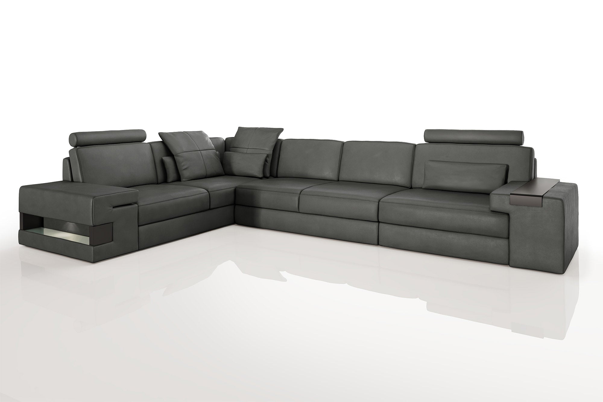 IN-STOCK Los Angeles II Leather L-Sectional with 3 Recliners and 1 extra seat UNBOXED