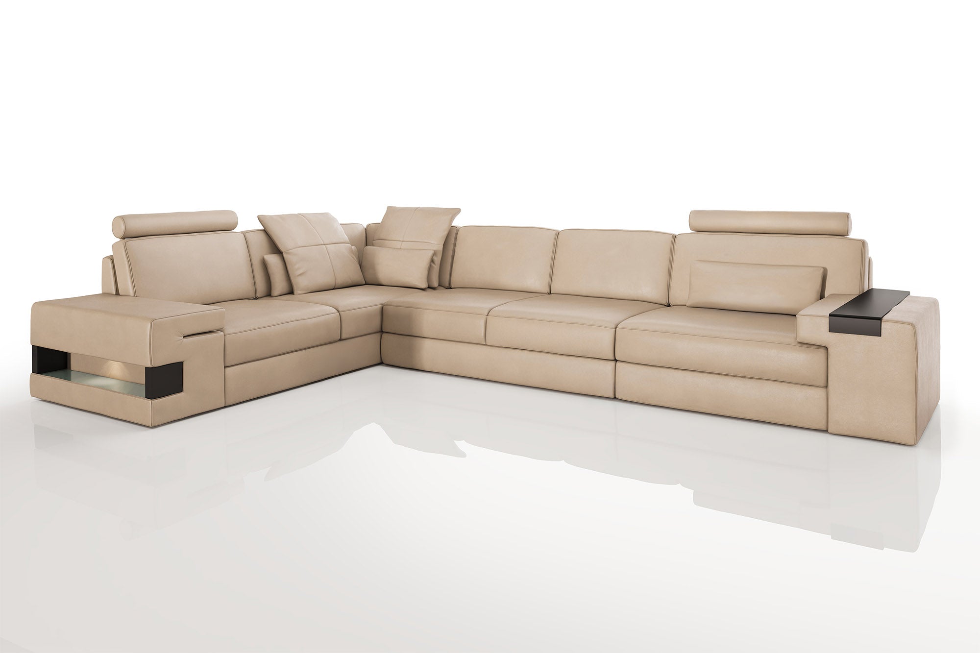 IN-STOCK Los Angeles II Leather L-Sectional Sleeper