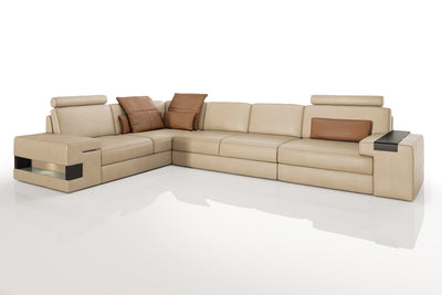 IN-STOCK Los Angeles II Leather L-Sectional with 1 Recliner and Como Table NEW