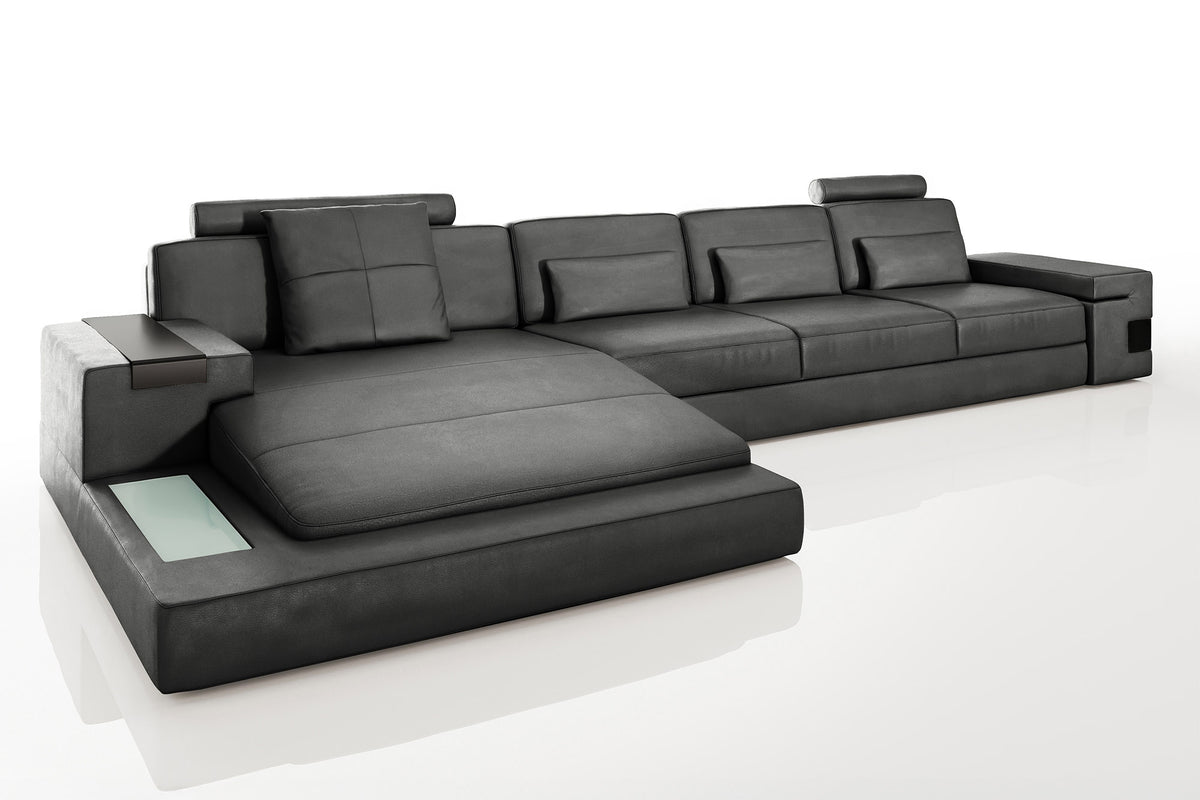 Los Angeles III-LG Leather Chaise Sectional