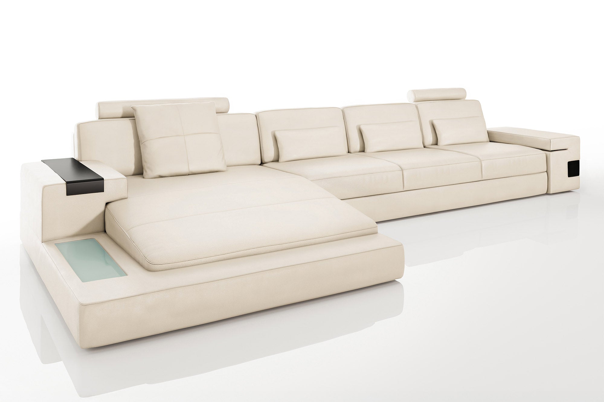 Los Angeles III-LG Leather Chaise Sectional