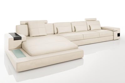 Los Angeles III-LG Leather Chaise Sectional