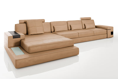 Los Angeles III-LG Leather Chaise Sectional