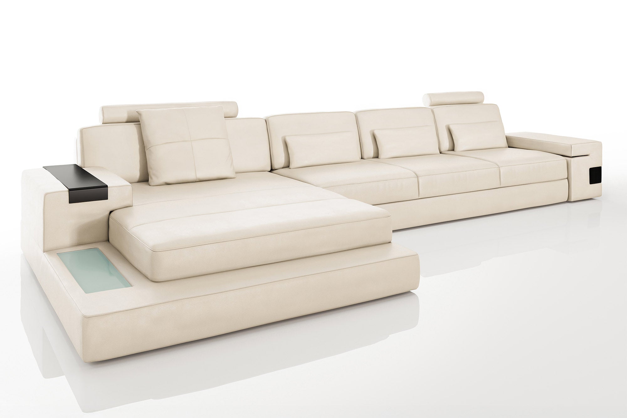 Los Angeles III-LG Leather Chaise Sectional