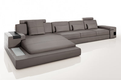 Los Angeles III-LG Leather Chaise Sectional