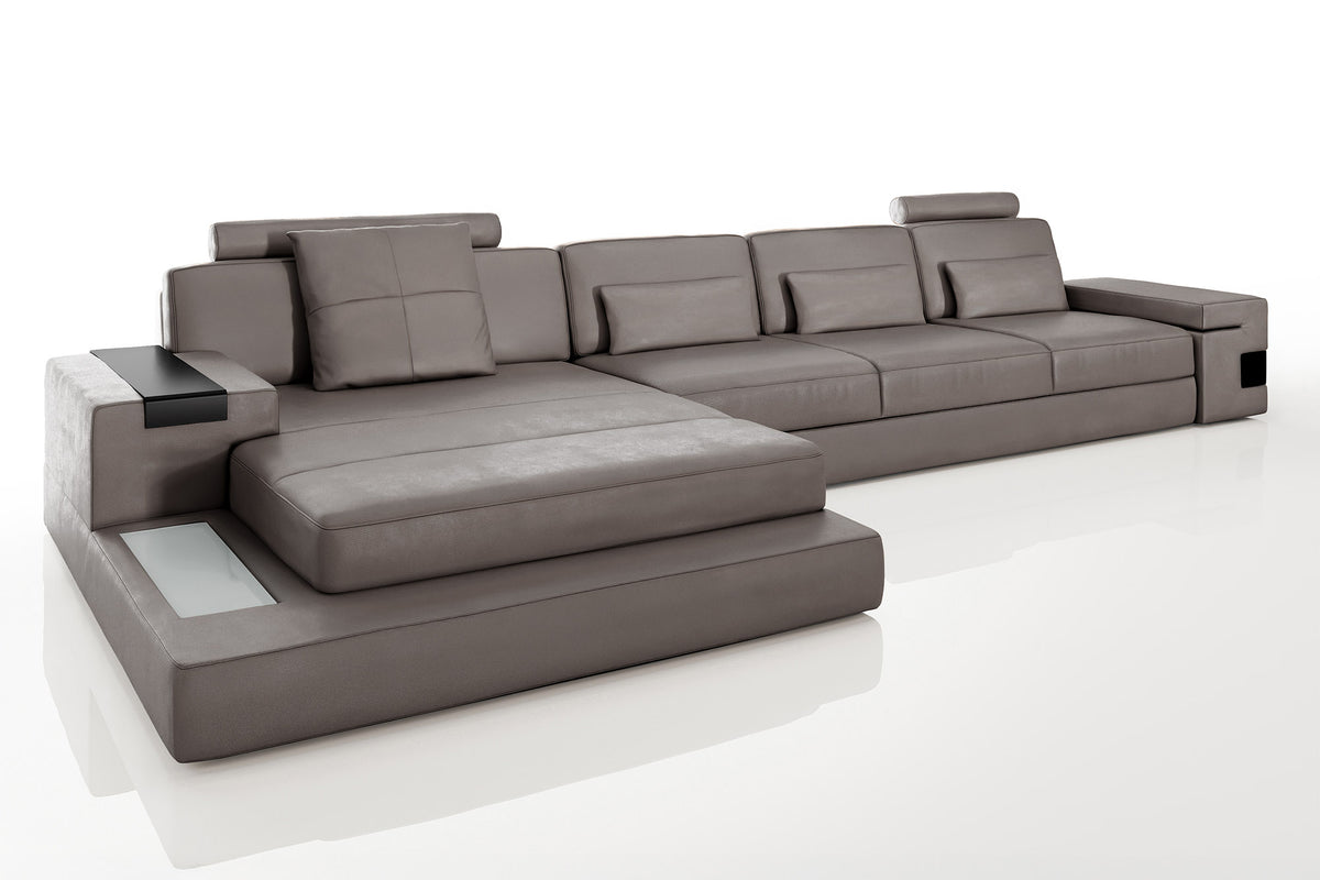 Los Angeles III-LG Leather Chaise Sectional