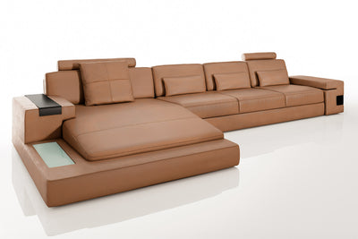 Los Angeles III-LG Leather Chaise Sectional
