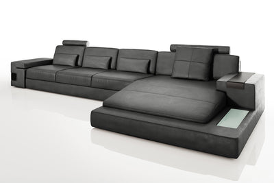 IN-STOCK Los Angeles III-LG Leather Chaise Sectional with Sleeper and Recliner - UNBOXED
