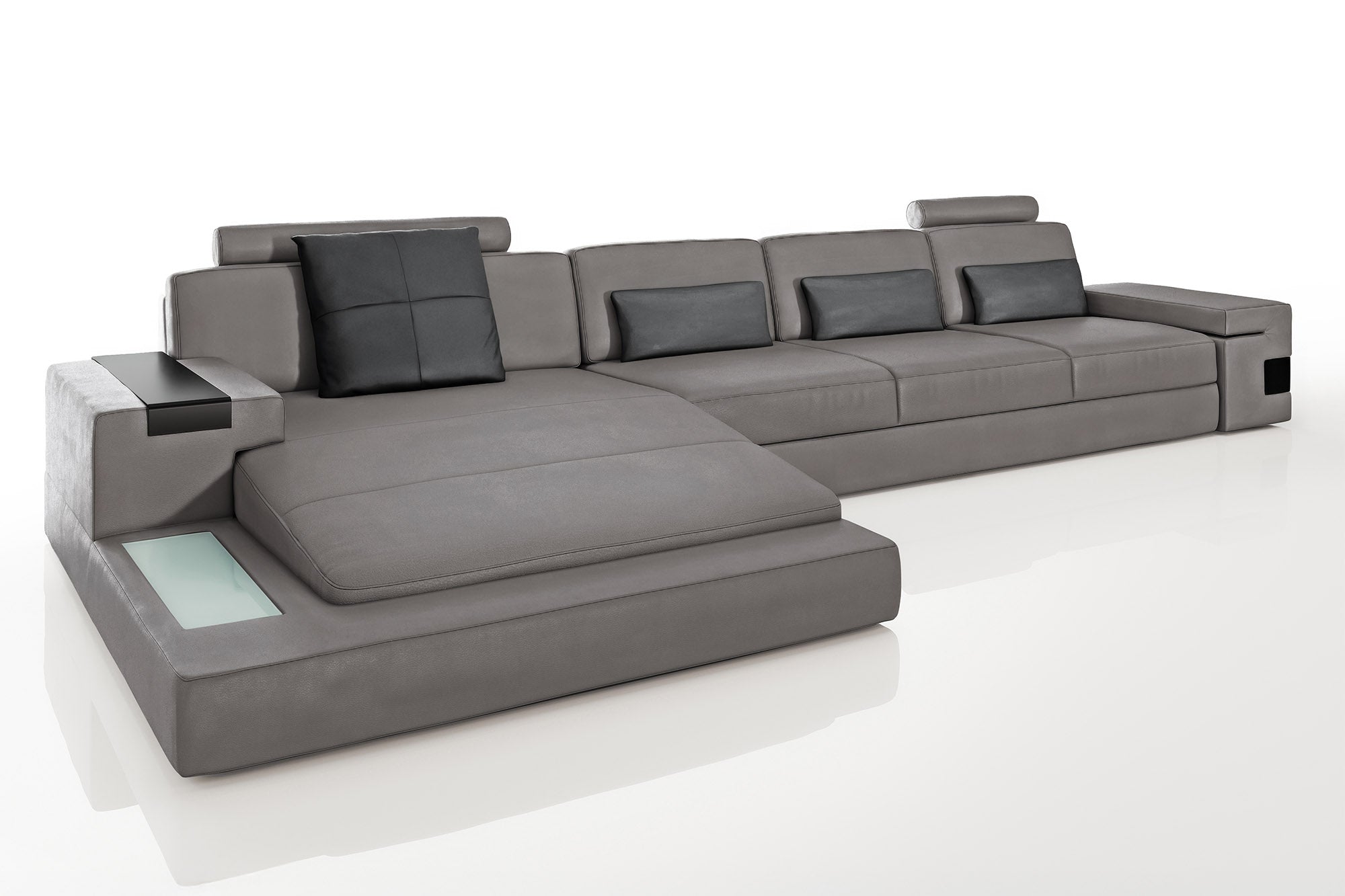 Los Angeles III-LG Leather Chaise Sectional