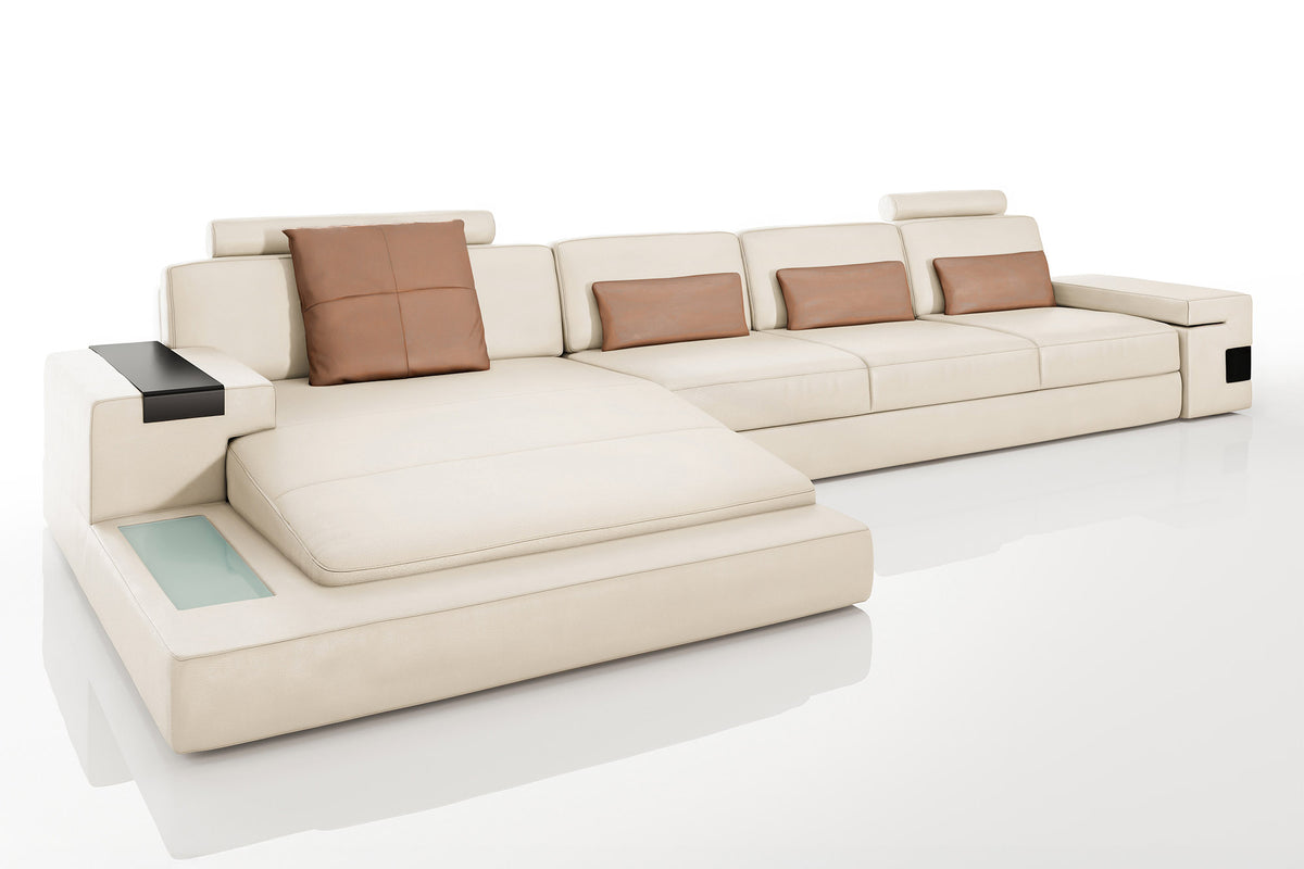 Los Angeles III-LG Leather Chaise Sectional