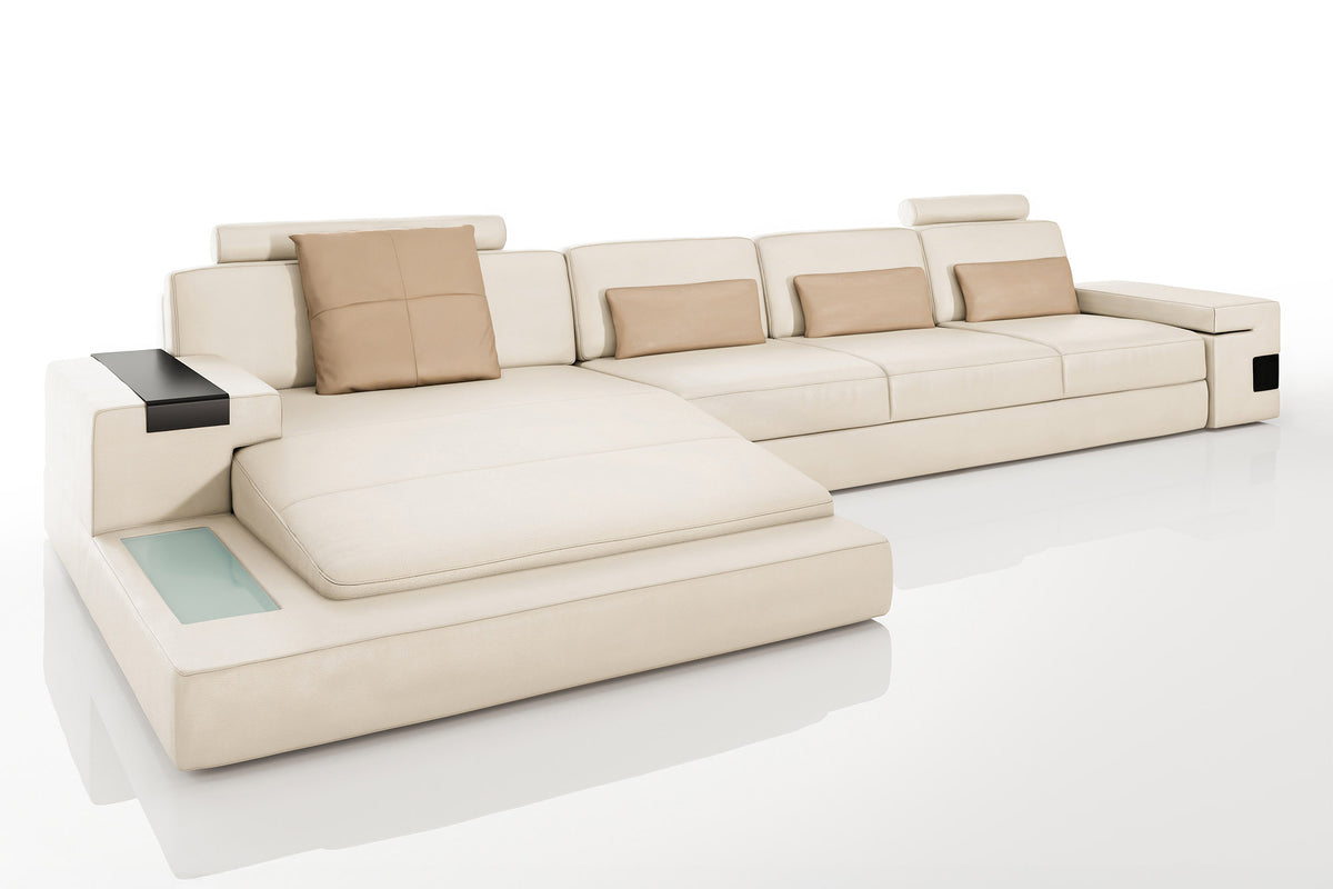 Los Angeles III-LG Leather Chaise Sectional