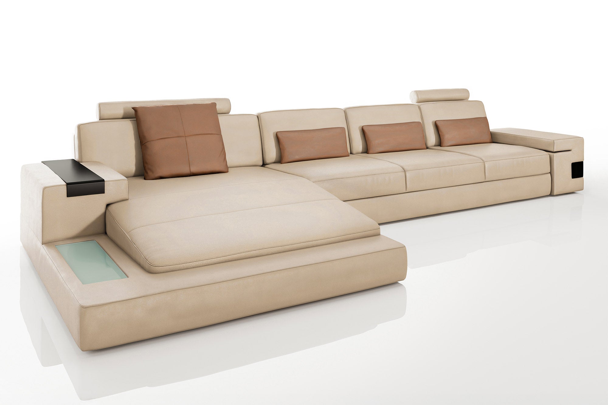 Los Angeles III-LG Leather Chaise Sectional