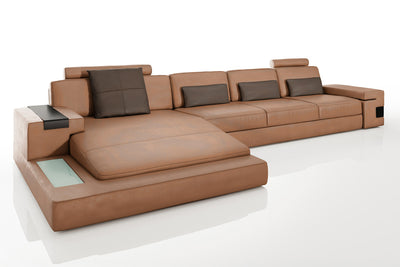 Los Angeles III-LG Leather Chaise Sectional