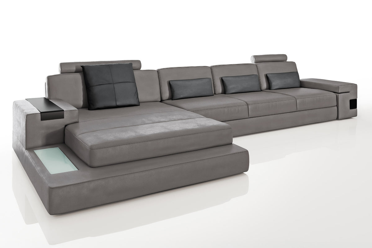 Los Angeles III-LG Leather Chaise Sectional