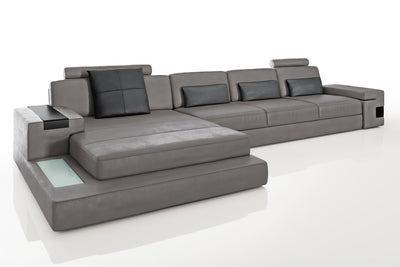 Los Angeles III-LG Leather Chaise Sectional