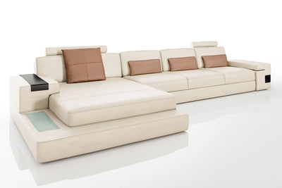 Los Angeles III-LG Leather Chaise Sectional
