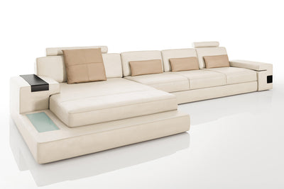 Los Angeles III-LG Leather Chaise Sectional