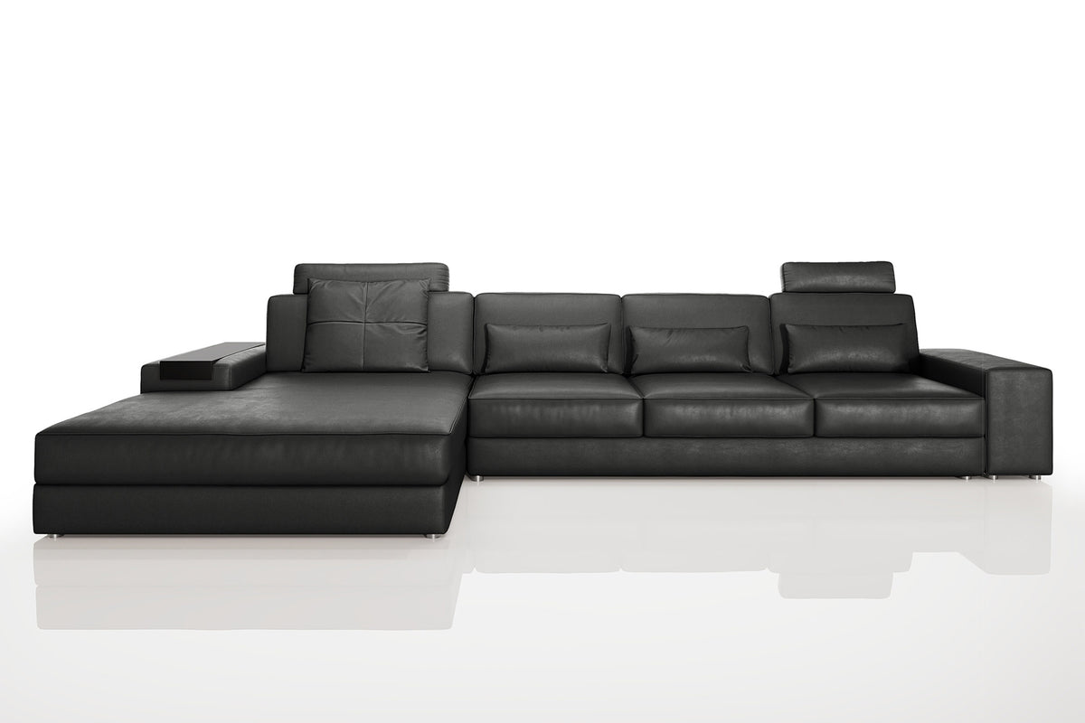 Los Angeles III-LG Modern Leather Chaise Sectional