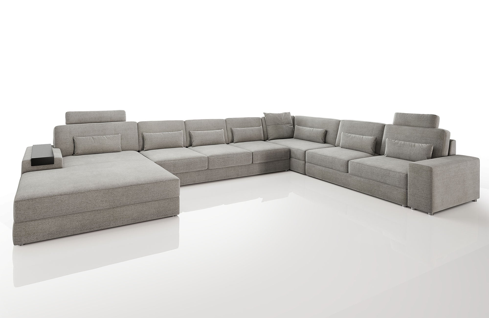 Los Angeles LG Modern Fabric U-Chaise Sectional Large