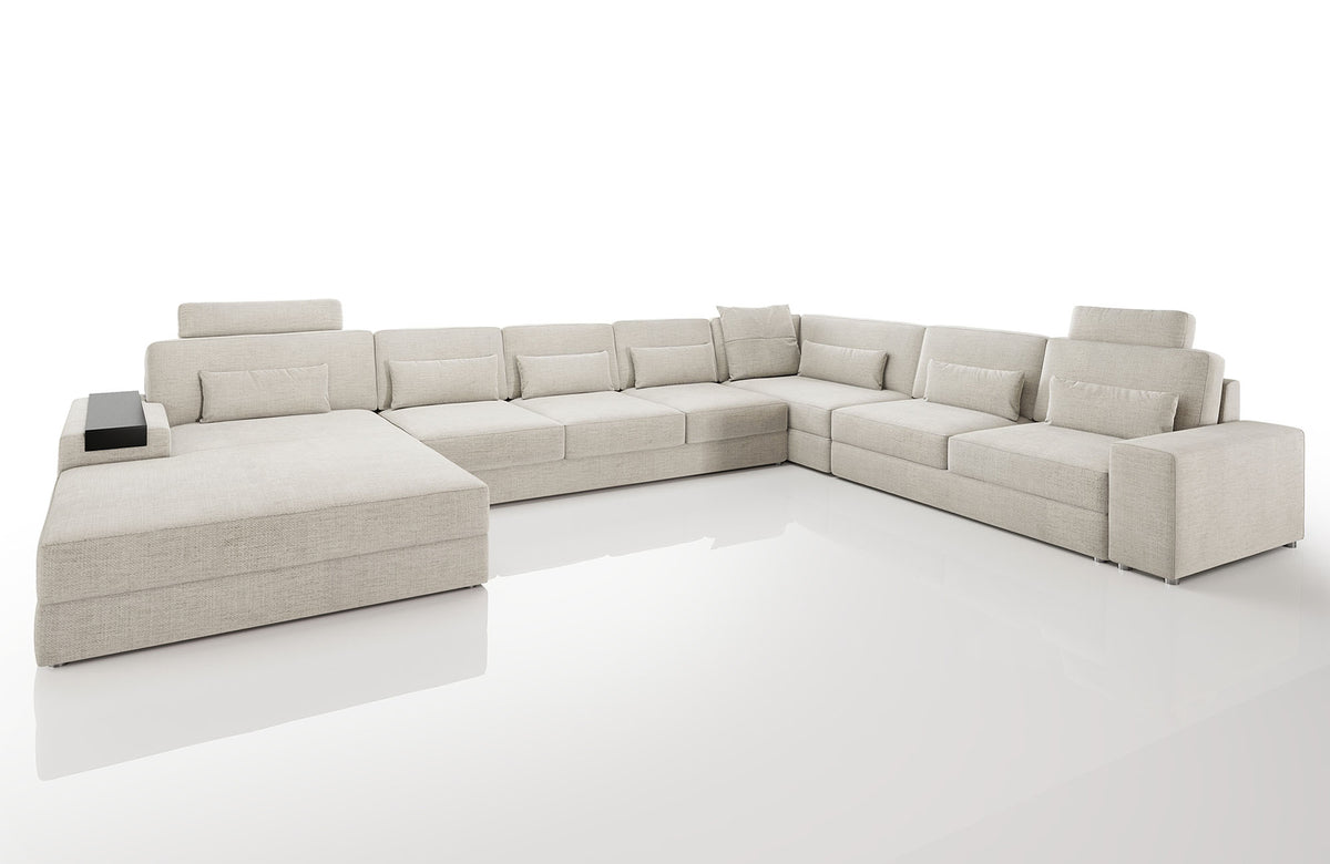 Los Angeles LG Modern Fabric U-Chaise Sectional Large