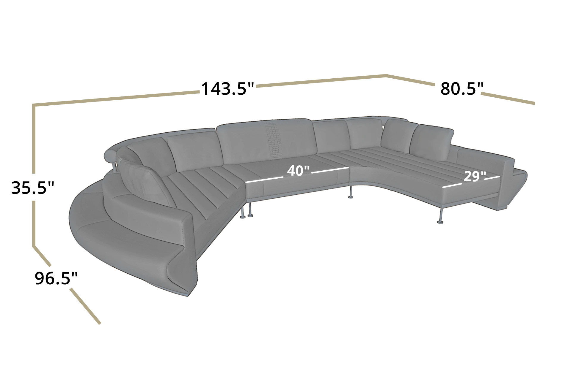 Las Vegas Leather Curve Sectional