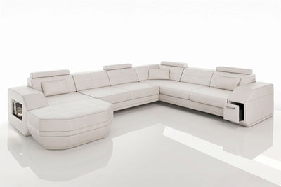 New Jersey Leather U-Chaise Sectional